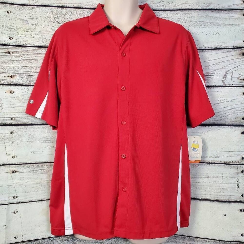 Holloway Momentum Short Sleeve Button-Up Shirt Men’s Medium Red New